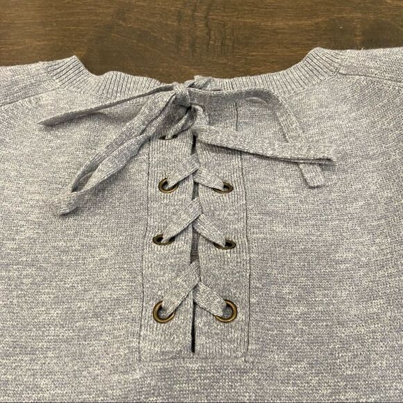 Madewell Gray Crew Neck Sweater Tied Back Detail size S - Picture 4 of 6